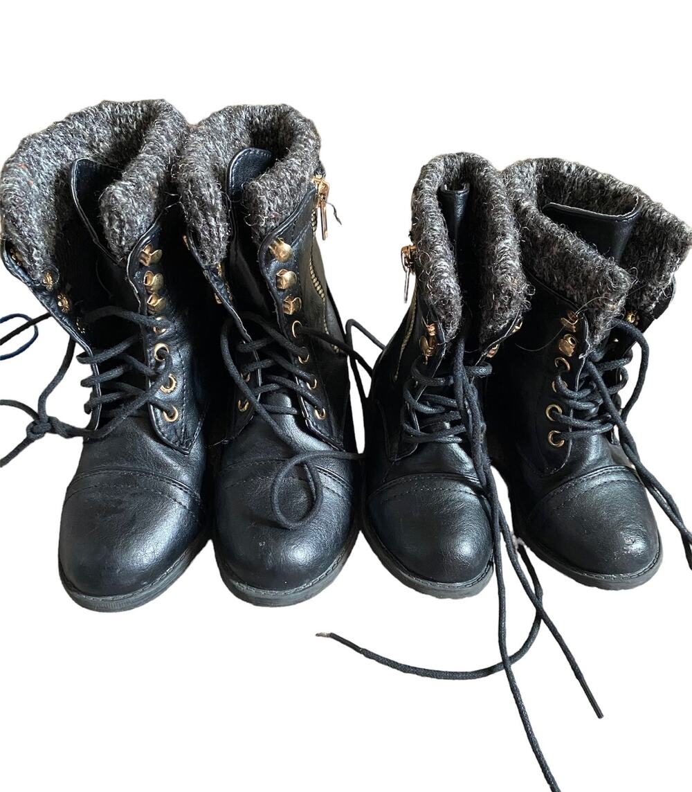 Girls Black Lace Up Boots Bundle